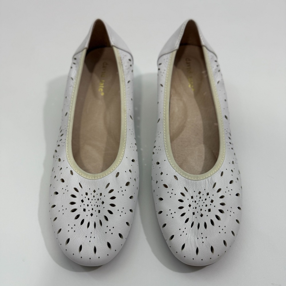 David Tate Proud White Leather Nubuck Slip On Pumps Block Heels Shoes 9.5WW - Picture 3 of 8